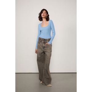 Calça De Jeans Wide Leg Cós Removível Black
