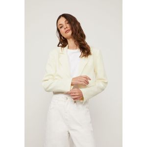 Blazer De Crepe Bege Cropped