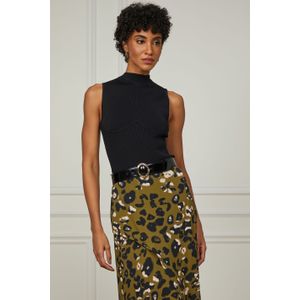 Saia De Georgette Midi Estampada Assimétrica