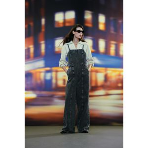 Macacão De Jeans Longo Com Alça Black