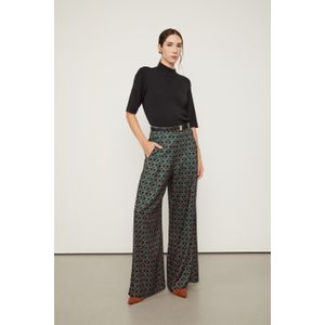 Calça Pantalona Sem Cós De Viscose Estampada