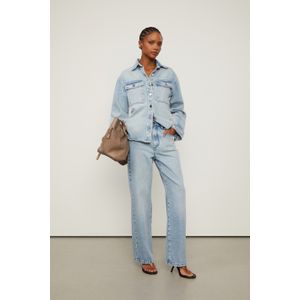 Calça Jeans Reta Com Lavagem Clara