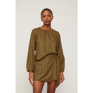 Blusa Manga Longa Decote Redondo De Viscose Estampada