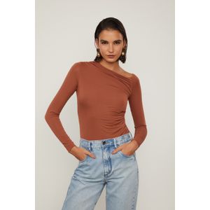 Blusa Manga Longa De Malha Marrom