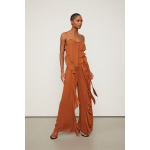 Calça De Georgette Pesado Babados