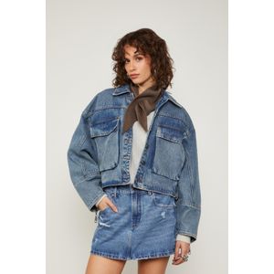 Jaqueta De Jeans Over Ziper No Punho