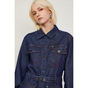 Casaco De Jeans Pespontos Bordeaux