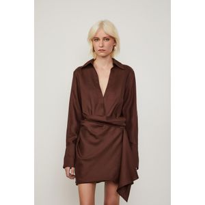 Vestido De Tencel Curto Com Transpasse