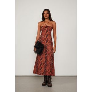Vestido Midi Estampa Cobra City Biscoito