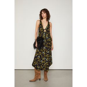 Vestido Midi Estampado Floral Miller Preto Aj