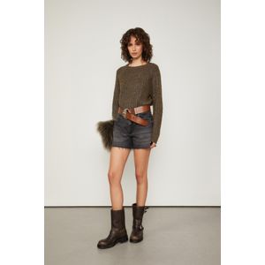 Bermuda De Jeans Basic Black Com Fenda