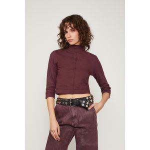 Blusa De Malha Cropped Manga Média
