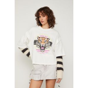 Camiseta De Malha Com Recortes Silk Tigre