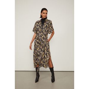 Vestido Chemise Midi Fluido De Viscose Estampado