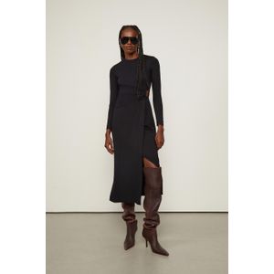 Vestido Midi Manga Longa De Malha Preto