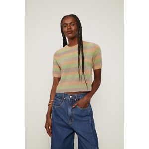 Blusa Básica De Tricot Listras Lurex