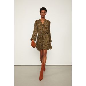 Vestido De Georgette Curto Com Decote v Estampado