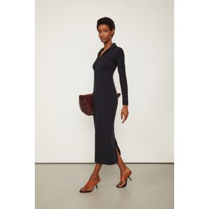 Vestido Gola Alta Manga Longa Zíper Preto
