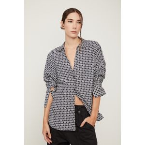 Camisa Manga Longa Oversized De Algodão Estampada