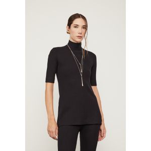 Vestido Tunica Manga Curta Gola Alta Preto