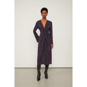 Vestido De Georgette Midi Com Torcido Estampado