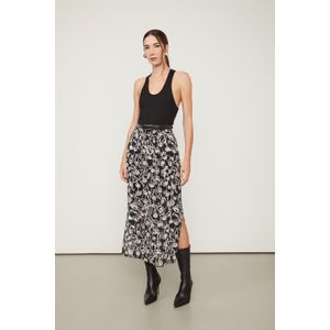 Saia De Georgette Midi Reta Estampado