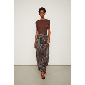 Calça De Georgette Com Cós Largo Estampado