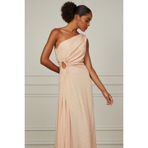 Vestido Longo Lurex Rosa Um Ombro Só