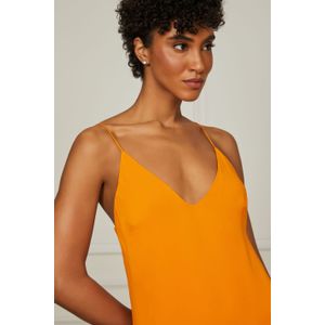 Vestido Longo Laranja Sun Com Metal Na Alça