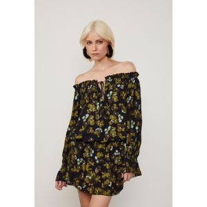 Vestido Curto Estampado Floral Miller Preto