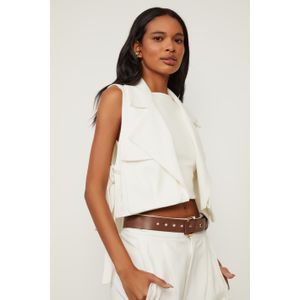 Colete Off White De Malha Estruturada Cropped