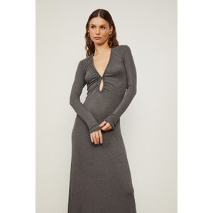 Vestido Midi Decote Franzido Mescla