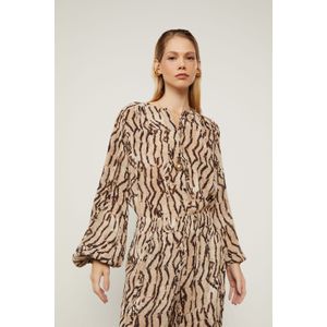Camisa De Georgette Com Decote v Estampado