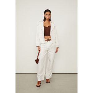 Jaqueta Oversized Listrada Com Bolsos