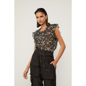 Blusa De Georgette Leve Babados Estampada
