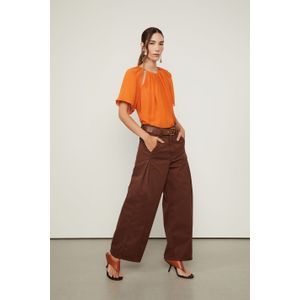 Blusa De Georgette Franzida Laranja