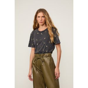 T-Shirt De Malha Bordada a Mão Paisley